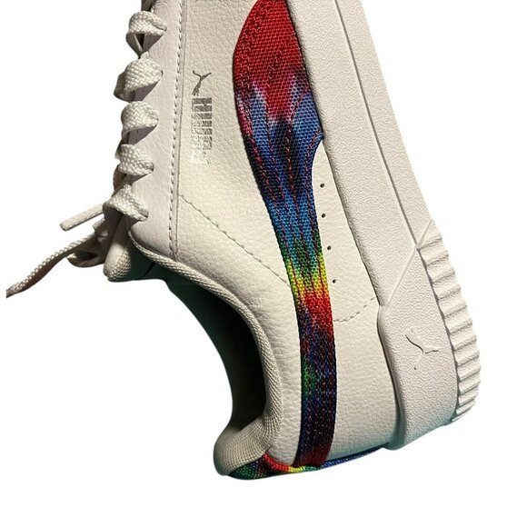 Puma Carina Tie Dye Women's Athletic Shoe White Rainbow Size 7.5 Tennis Sneakers - Picture 11 of 13